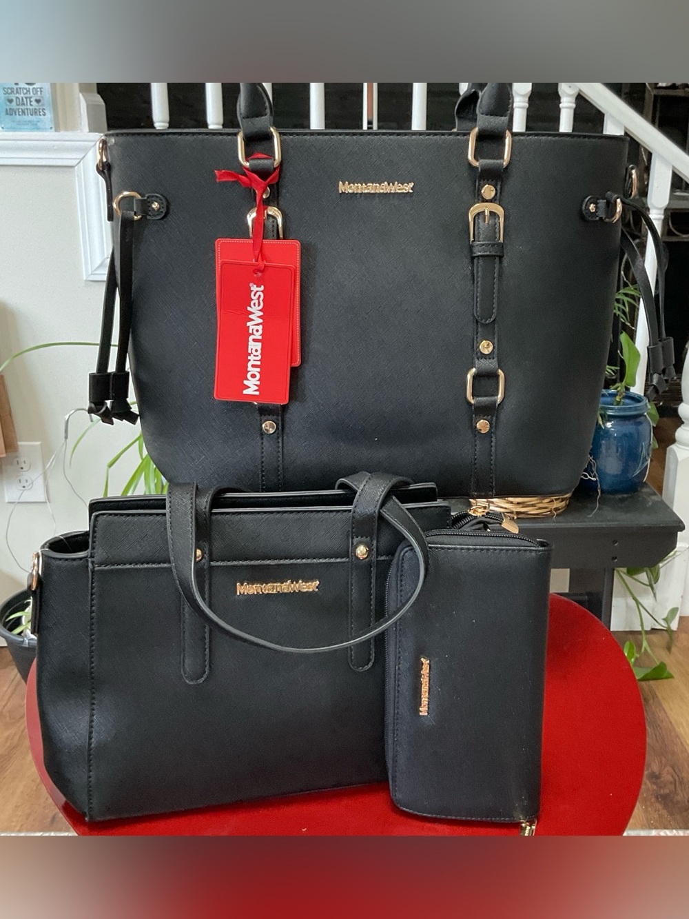 Montana West Black Tote, Satchel and Wristlet Set 3PC Set NWT